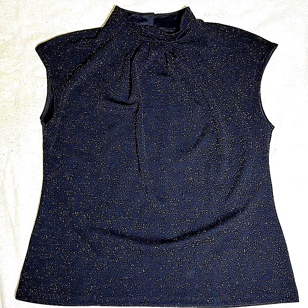Shimmer Pleated Mock Neck and Short Sleeve Top from Ann Taylor